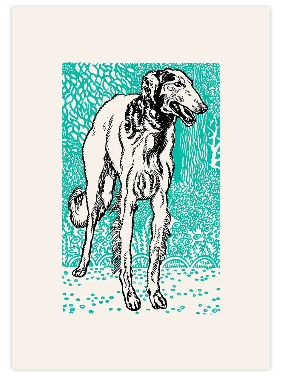 Vintage Borzoy - Art Print Ünlü Ressamlar Poster