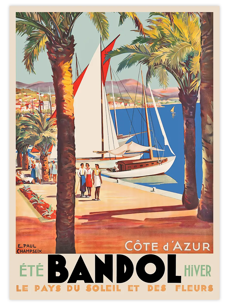 Vintage Bandol Côte d’Azur - Art Print Ünlü Ressamlar Poster