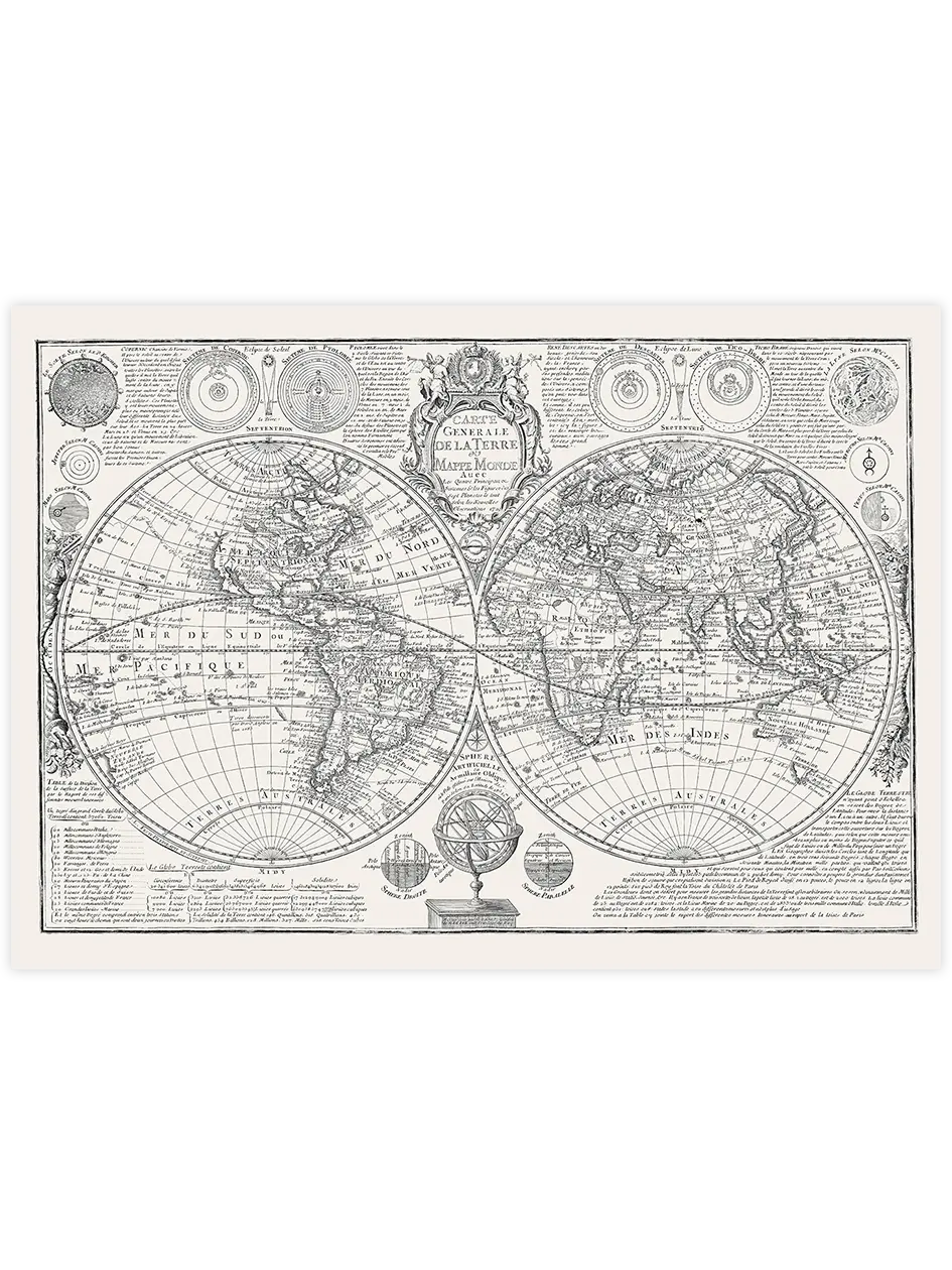 Vintage Dünya Haritası - Art Print