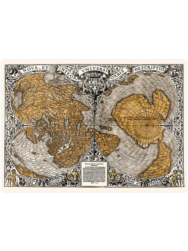 Vintage Dünya Haritası  - Art Print Ünlü Ressamlar Poster