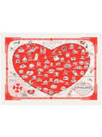 Vintage Sevgi Ülkesi Haritası - Art Print