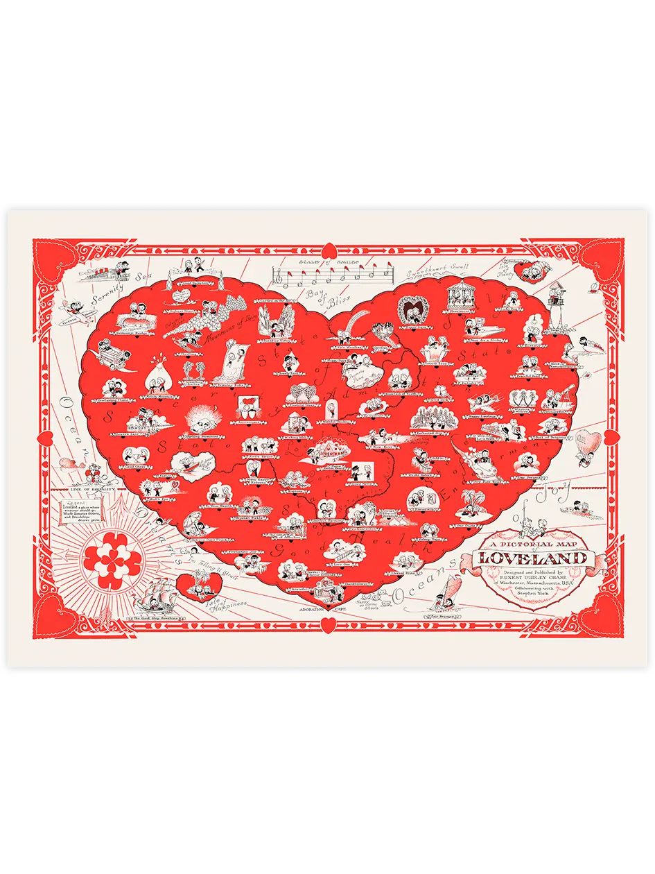 Vintage Sevgi Ülkesi Haritası - Art Print