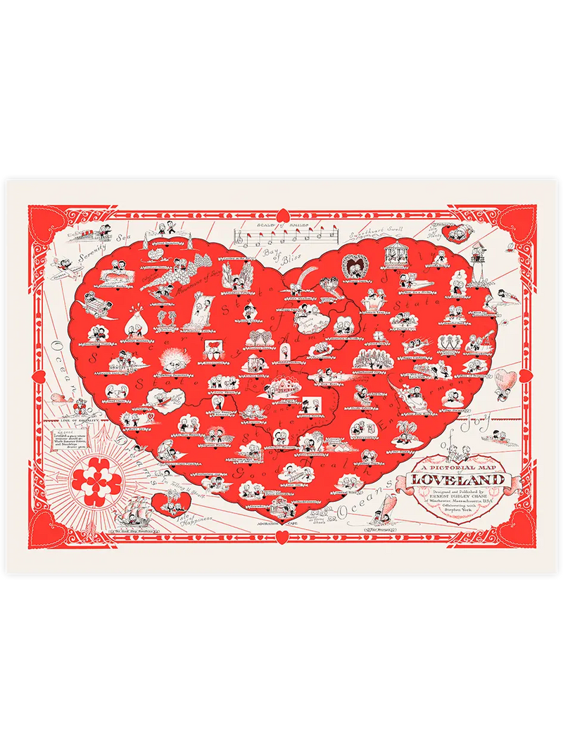 Vintage Sevgi Ülkesi Haritası - Art Print  Poster