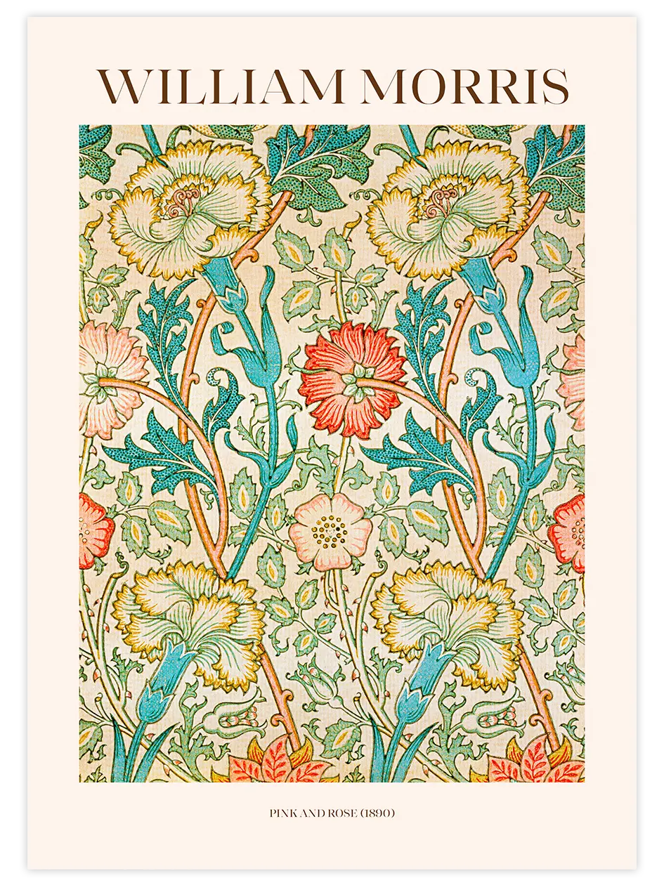 William Morris Pink And Rose - Art Print Ünlü Ressamlar Poster