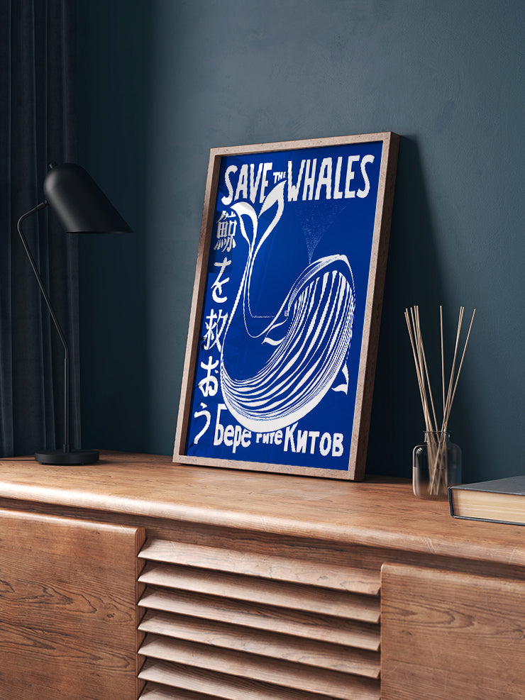 Vintage Save The Whales - Art Print  Poster