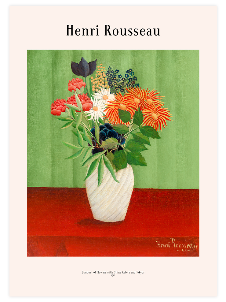 Henri Rousseau Bouquet of Flowers with China Asters and Tokyos - Art Pirnt Ürün ana görseli