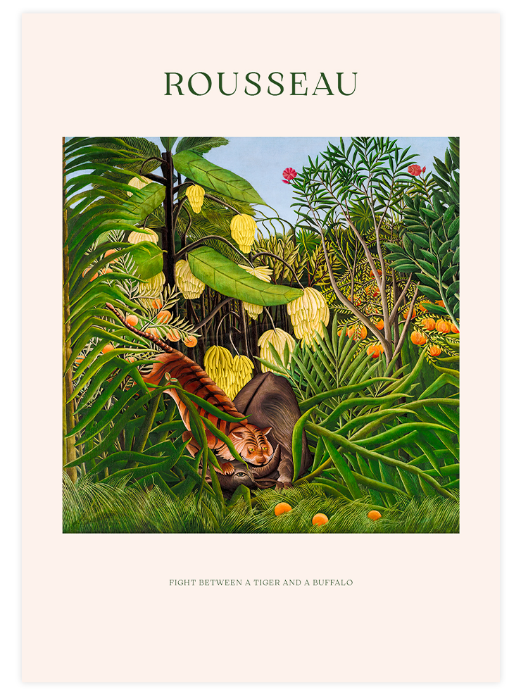 Henri Rousseau Bir Kaplan ve Bir Bufalo Arasındaki Dövüş - Art Print
