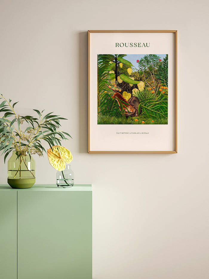Henri Rousseau Bir Kaplan ve Bir Bufalo Arasındaki Dövüş - Art Print  Poster