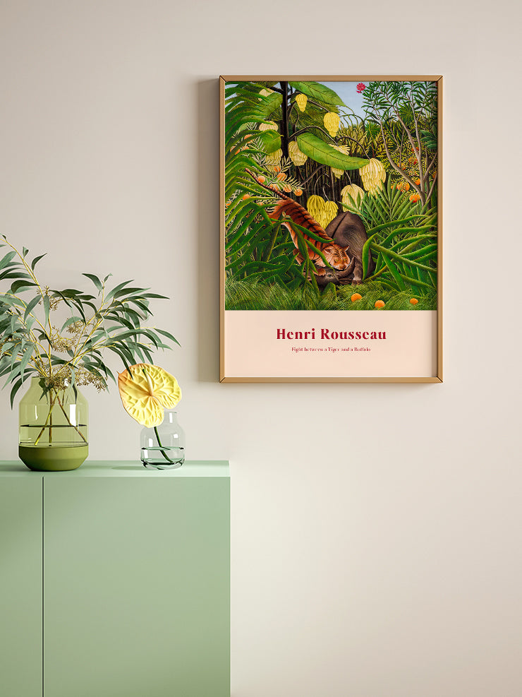 Henri Rousseau Fight between a Tiger and a Buffalo - Art Print Ürün ikincil görseli