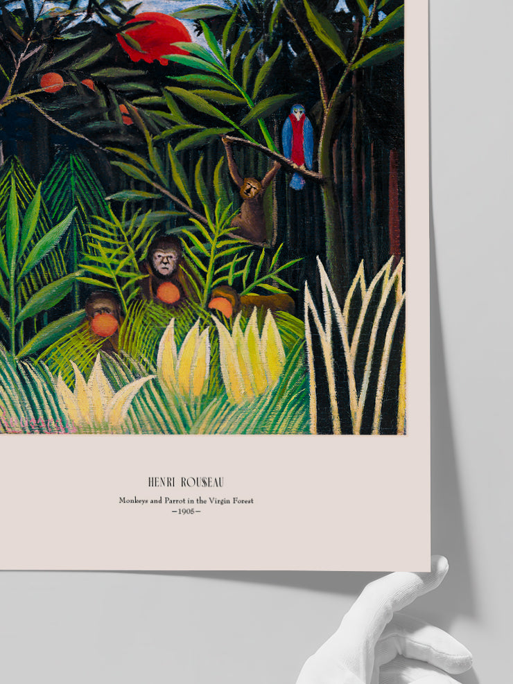 Henri Rousseau Singes et Perroquet dans la Forêt Vierge - Art Print  Poster
