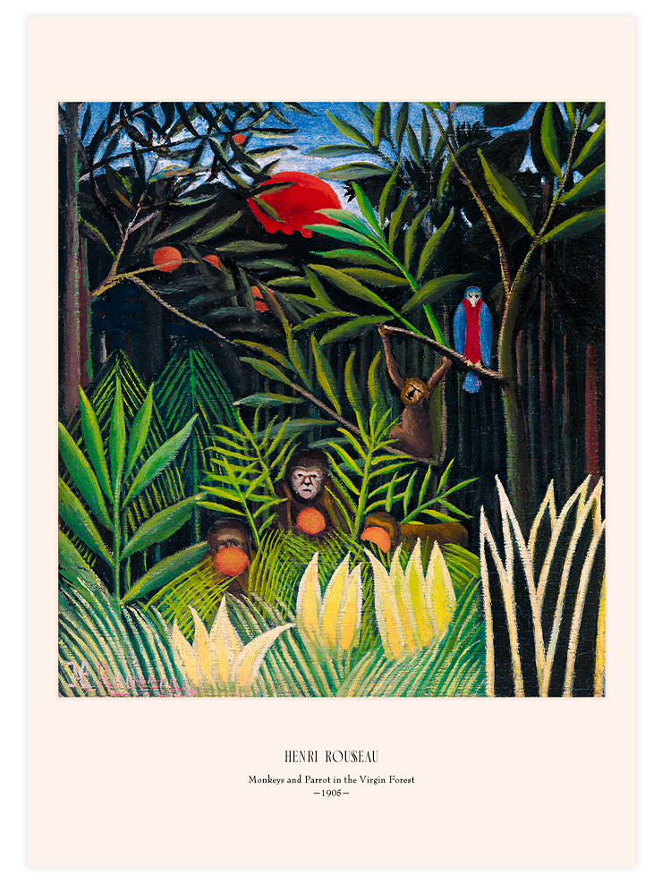 Henri Rousseau Singes et Perroquet dans la Forêt Vierge - Art Print