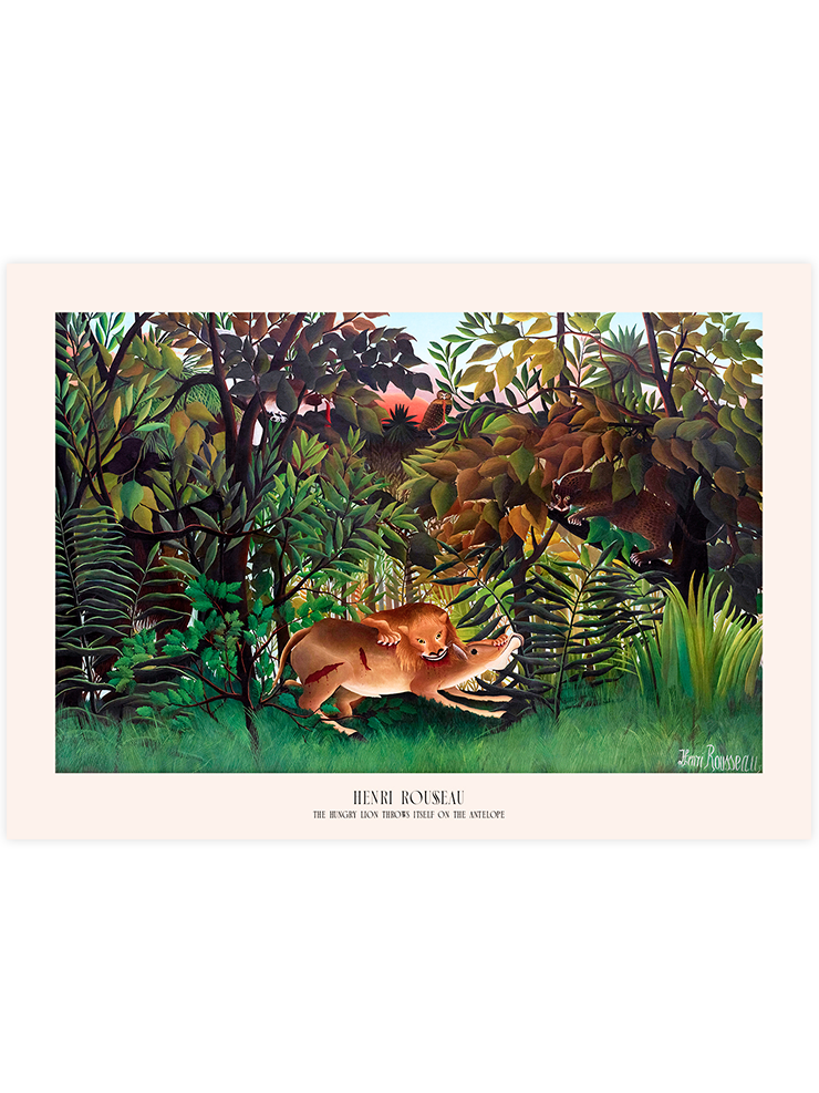 Henri Rousseau The Hungry Lion Throws Itself on the Antelope - Art Print