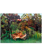 Henri Rousseau Aç Aslan Antilopun Üzerine Atlıyor - Art Print