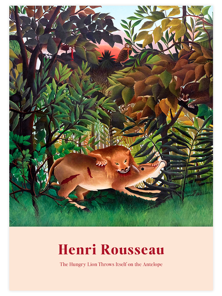 Henri Rousseau Aç Aslan Antilopun Üzerine Atlıyor - Art Print Ürün ana görseli