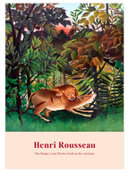 Henri Rousseau Aç Aslan Antilopun Üzerine Atlıyor - Art Print