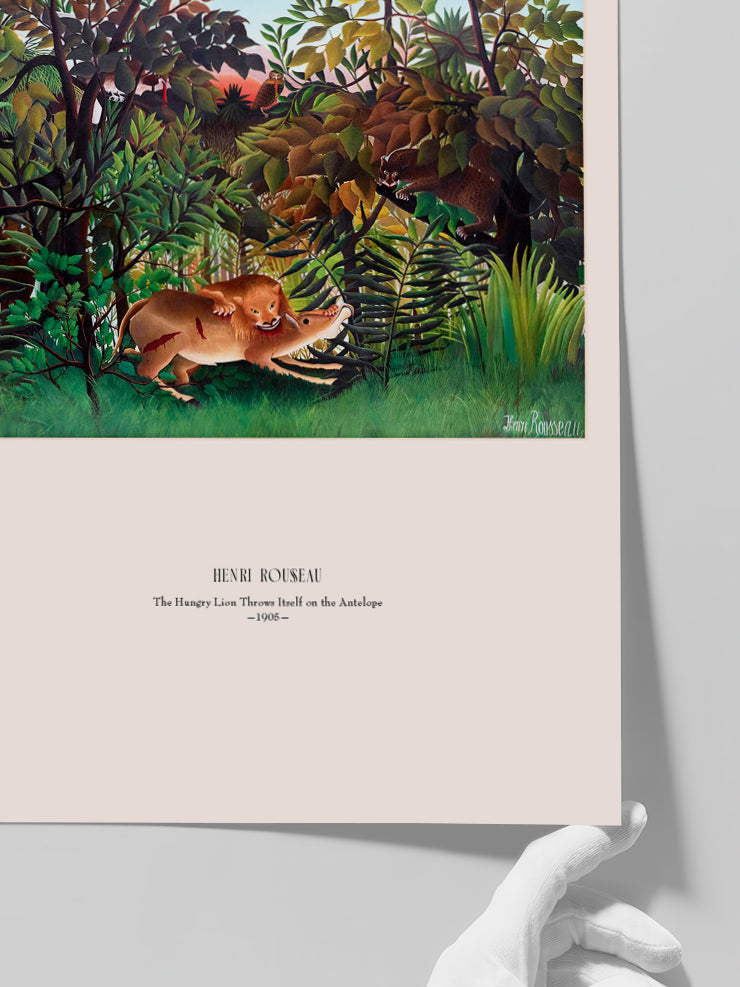 Henri Rousseau The Hungry Lion Throws Itself on the Antelope - Art Print  Poster