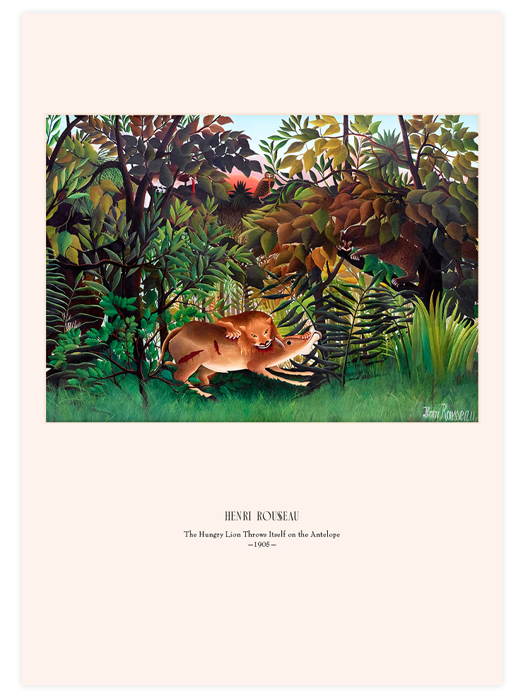 Henri Rousseau The Hungry Lion Throws Itself on the Antelope - Art Print