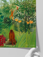 Henri Rousseau Maymunlarla Tropik Orman - Art Print