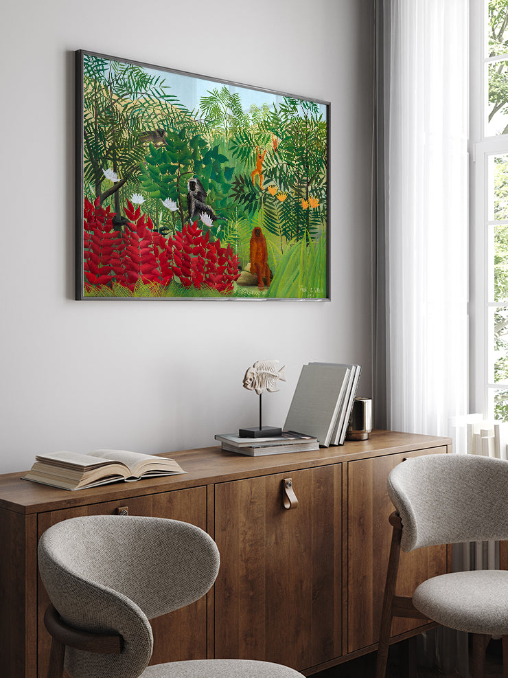 Henri Rousseau Maymunlarla Tropik Orman - Art Print  Poster