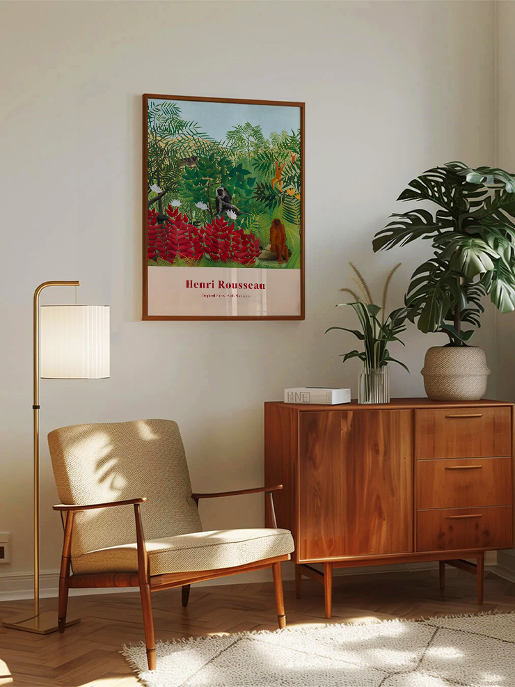 Henri Rousseau Tropical Forest with Monkeys - Art Print Ürün ikincil görseli