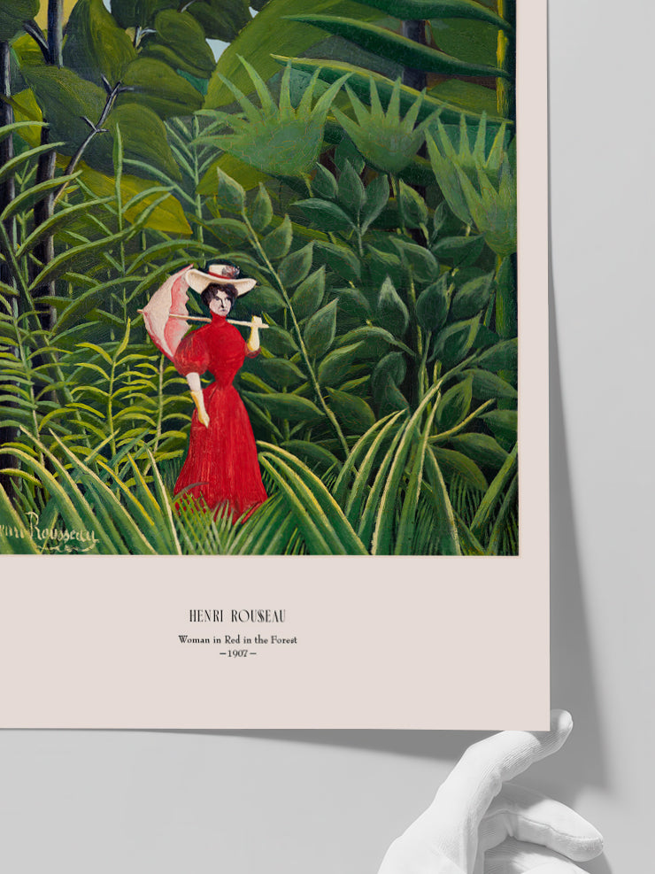 Henri Rousseau Woman in Red in the Forest - Art Print