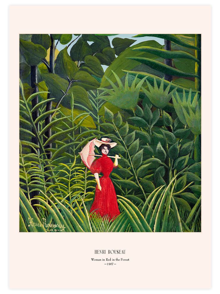 Henri Rousseau Woman in Red in the Forest - Art Print