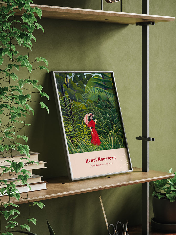 Henri Rousseau Ormanda Kırmızılı Kadın - Art Print  Poster