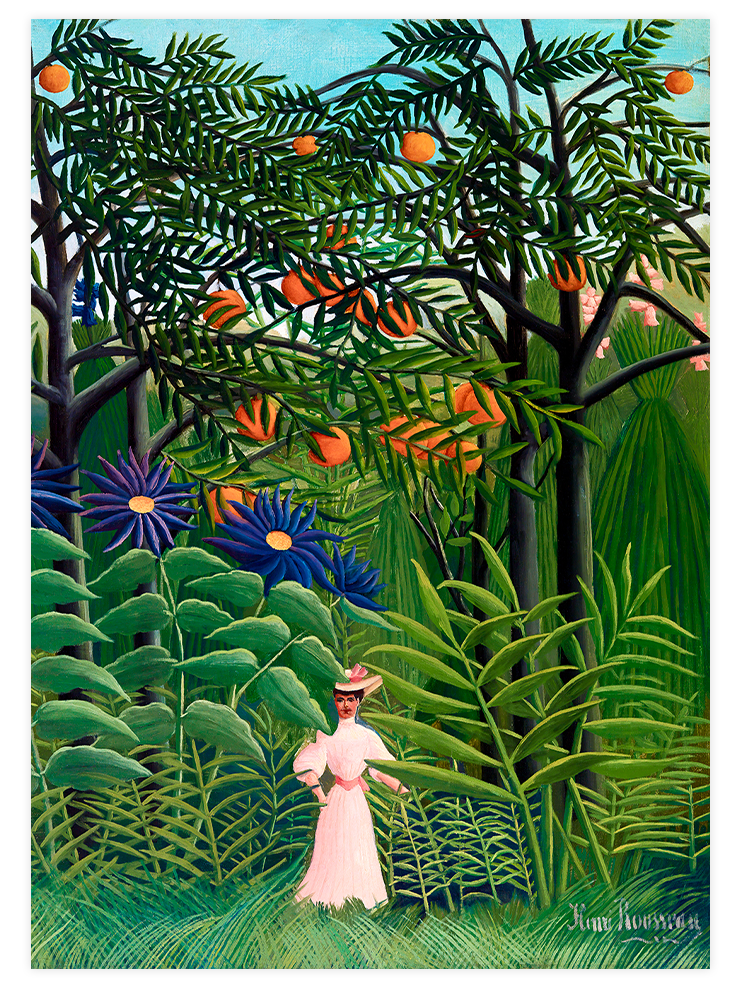 Henri Rousseau Woman Walking in an Exotic Forest - Art Print