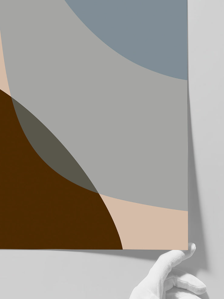 Blue Brown Shapes - Art Print  Poster