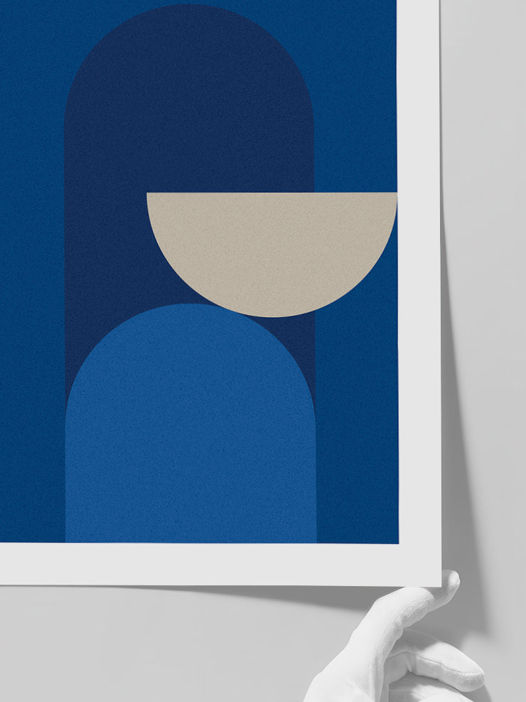 Geometrik Form Mavi N3 - Art Print  Poster