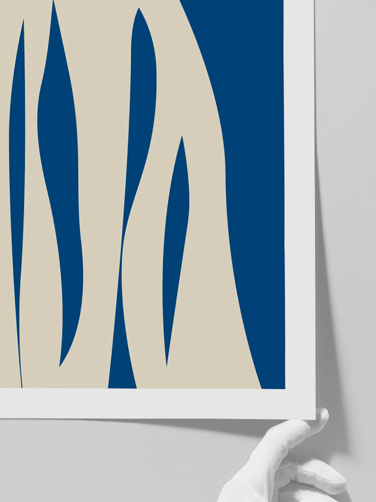 Geometrik Form Bej Mavi - Art Print  Poster