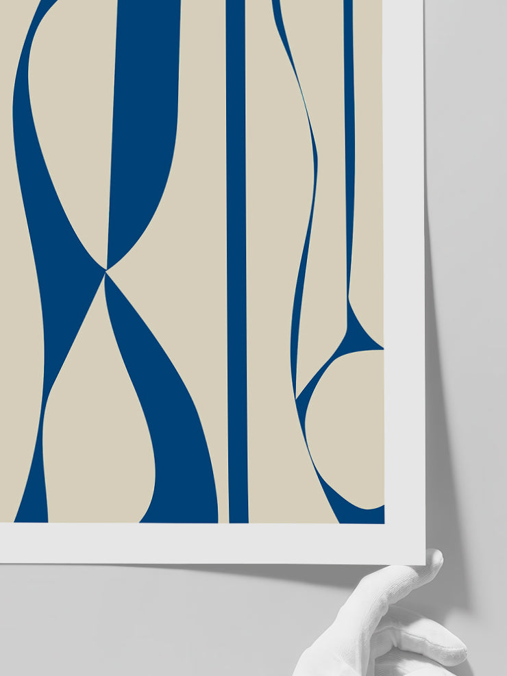 Geometrik Form Bej Mavi N2 - Art Print  Poster