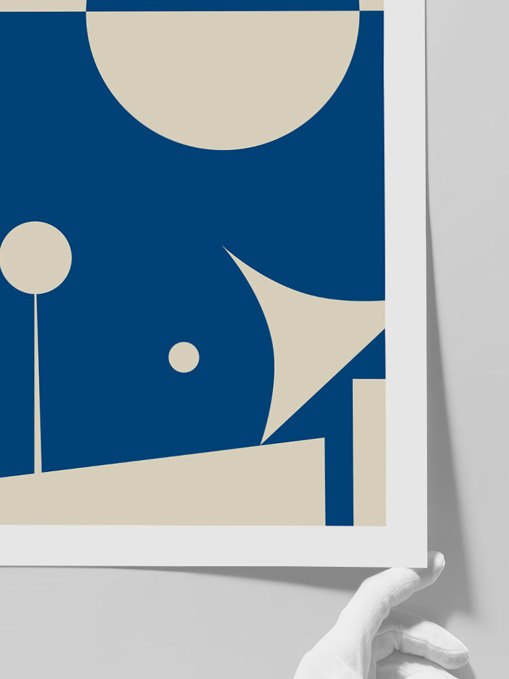 Geometrik Form Bej Mavi N4 - Art Print