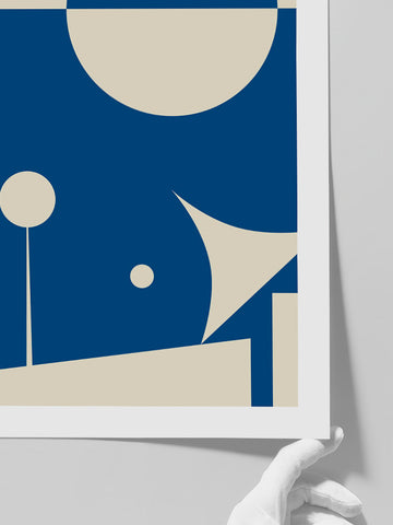 Geometrik Form Bej Mavi N4 - Art Print