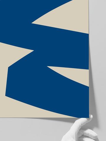 Geometrik Form Bej Mavi N3 - Art Print