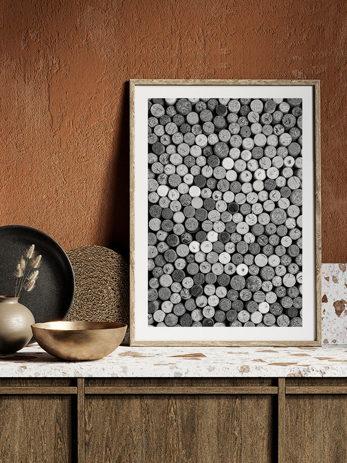 Wine Corks B&W - Art Print  Poster