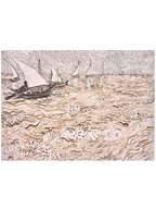 Van Gogh Seascape at Saintes-Maries - Art Print