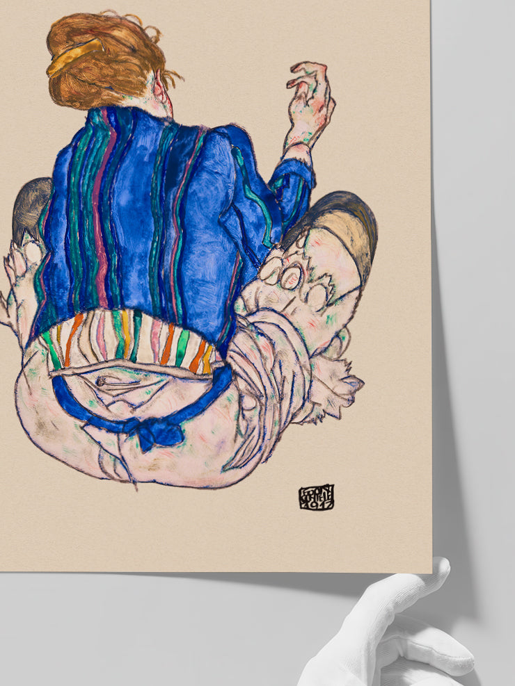 Egon Schiele Seated Woman Back View - Art Print  Poster