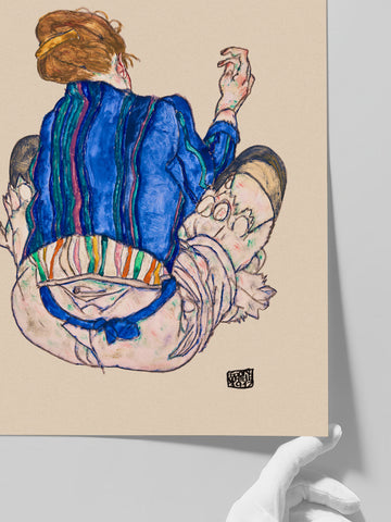 Egon Schiele Seated Woman Back View - Art Print