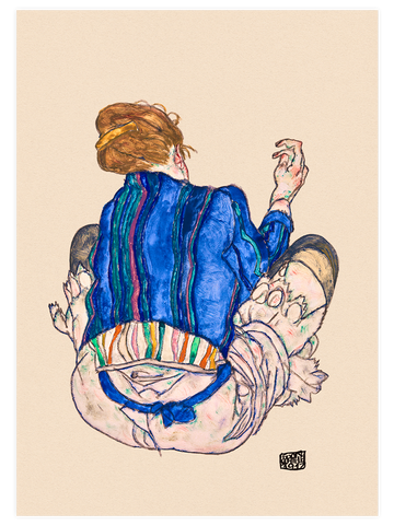 Egon Schiele Seated Woman Back View - Art Print