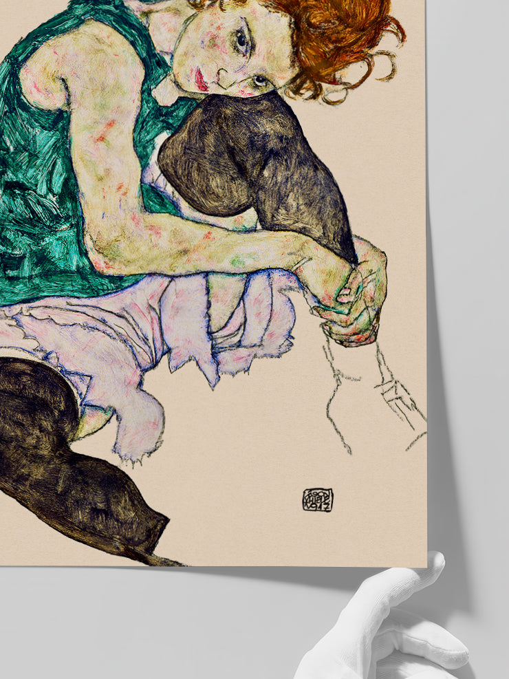 Egon Schiele  Seated Woman with Legs Drawn up - Art Print