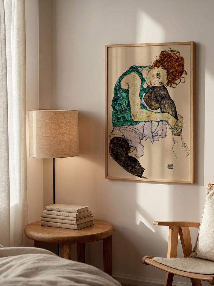 Egon Schiele  Seated Woman with Legs Drawn up - Art Print  Poster