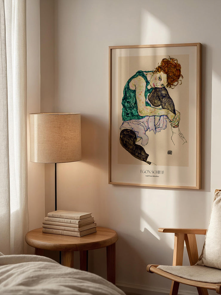 Egon Schiele  Seated Woman with Legs Drawn up - Art Print