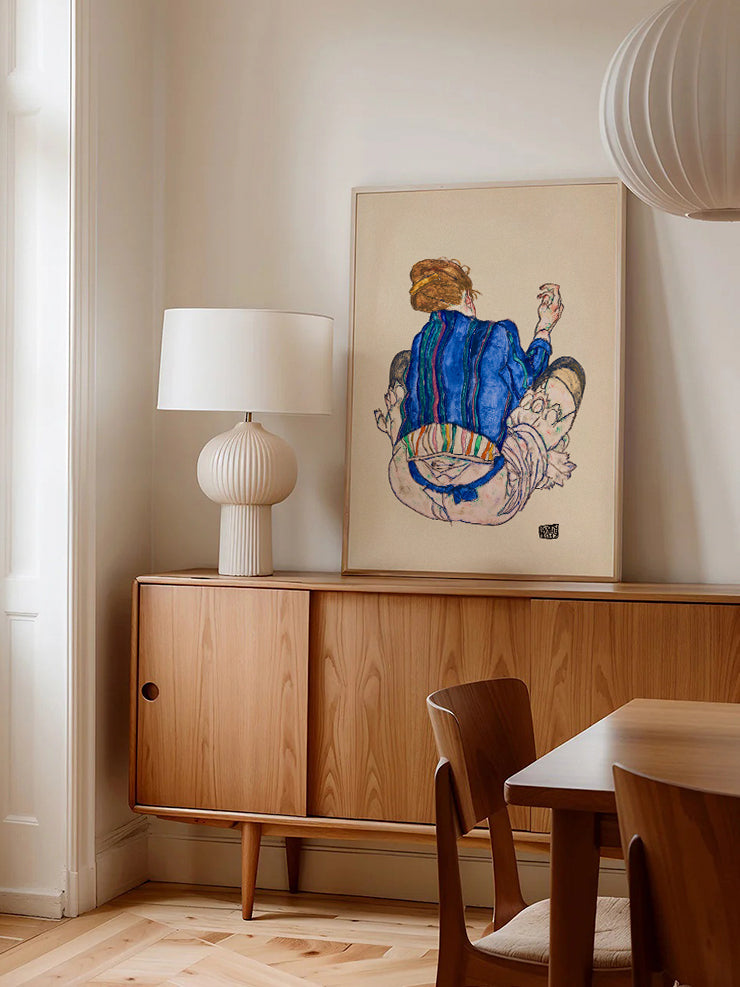 Egon Schiele Seated Woman Back View - Art Print