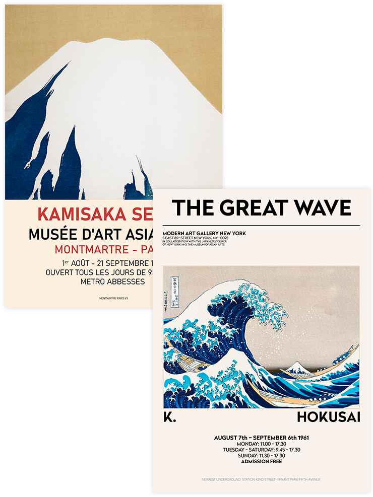 Hokusai The Great Wave - Poster Seti Duo