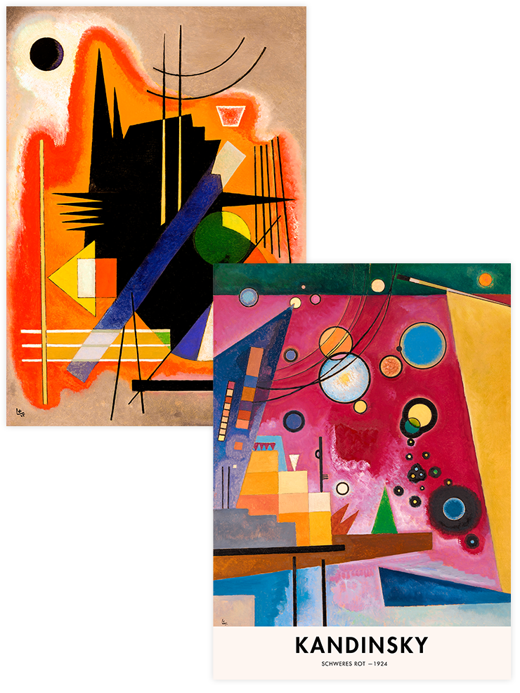 Kandinsky Heavy Red - Poster Seti Duo Ünlü Ressamlar Poster