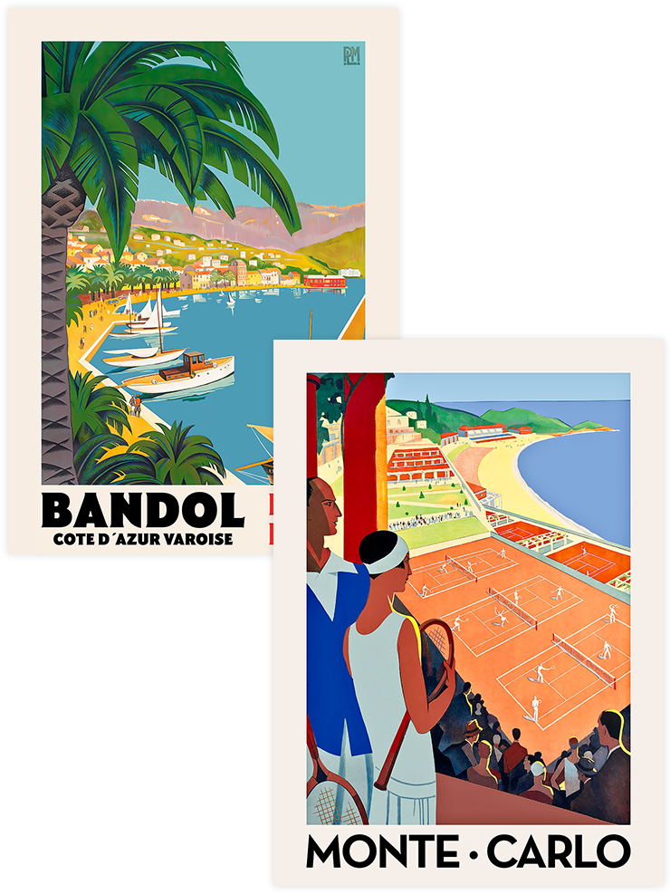 Vintage Monte Carlo - Poster Seti Duo Ünlü Ressamlar Poster