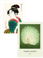 Ohara Koson Peacock & Geisha - Poster Seti Duo