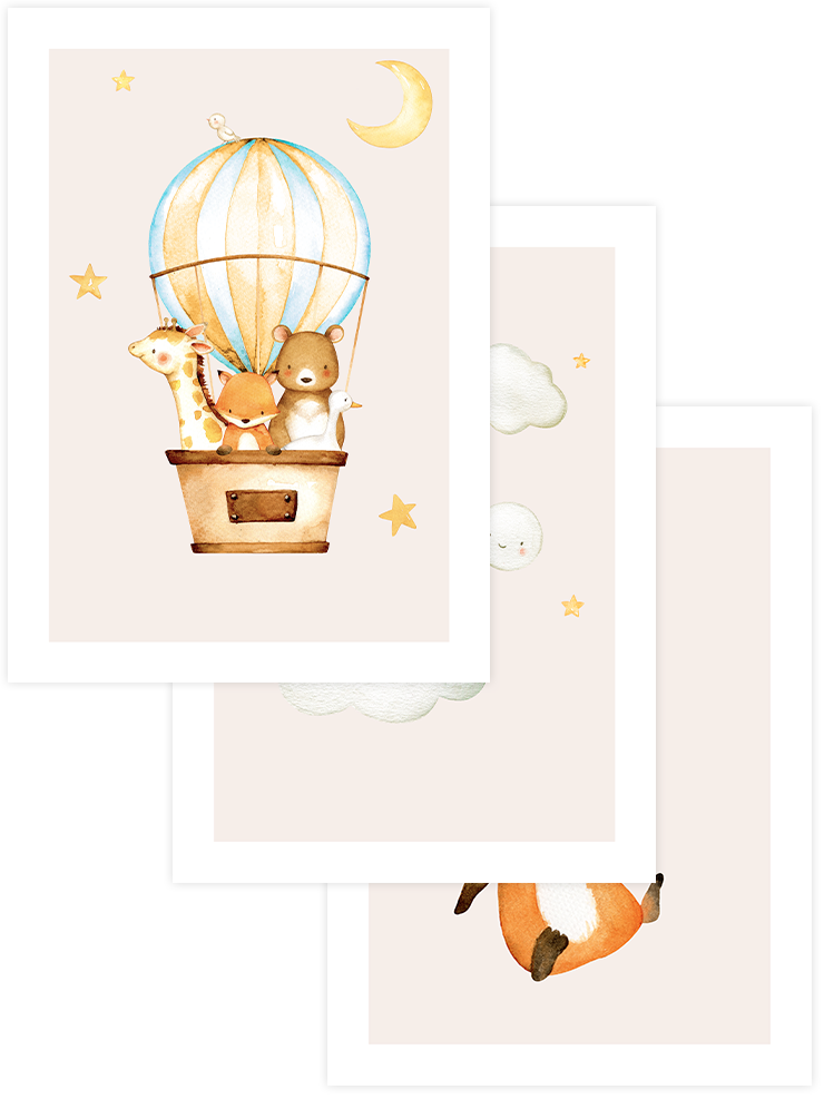 Gökyüzüne Safari - Poster Seti Trio Ürün ana görseli