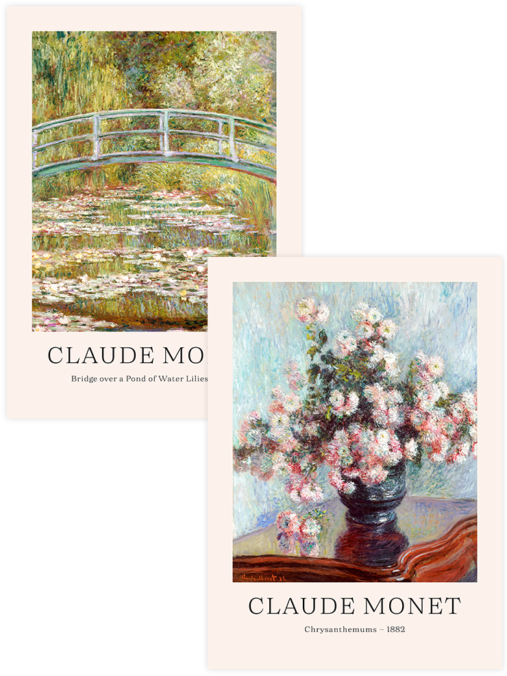 Monet Chrysanthemums- Poster Seti Duo Ünlü Ressamlar Poster